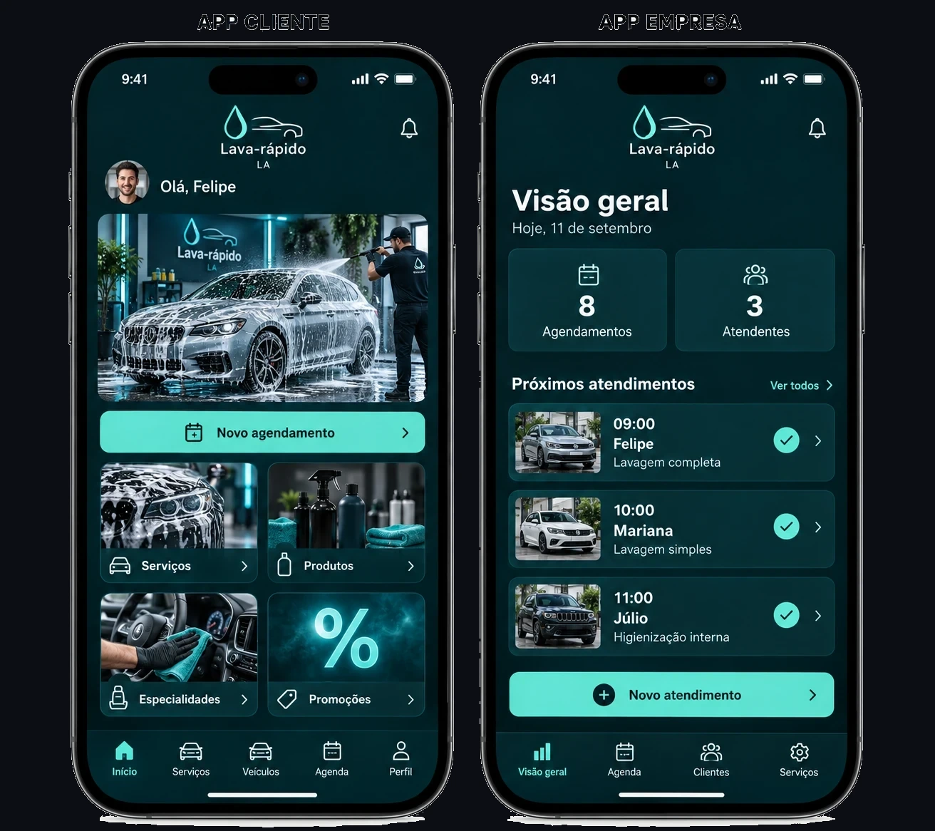 App Cliente e App Empresa — Lava-Rápidos